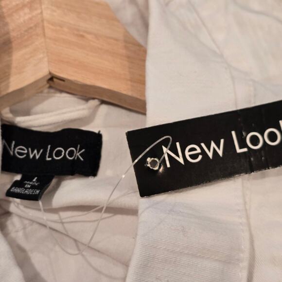 New Look Button Front Denim Jacket in White – NWT Size Large - Picture 2 of 4